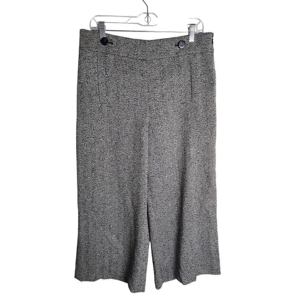 Ann Taylor wool blend high waisted cropped wide leg trouser sz 12P dark Academia